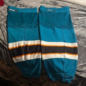 Reebok SJ Sharks pro stock game worn hockey socks